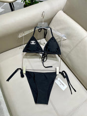 CC BIKINI SWIMSUIT SET IN BLACK EMBROIDERED LOGO 624564