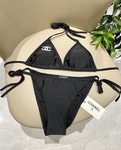 CC BIKINI SWIMSUIT SET IN BLACK EMBROIDERED LOGO 624564