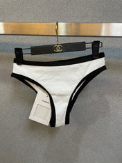 HIGH NECK SWIMSUIT IN WHITE AND BLACK TRIM 627830