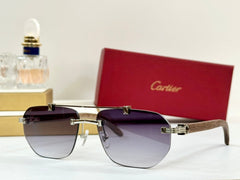 PREMIÈRE GEOMETRIC FRAME SUNGLASSES CT0621S IN METAL AND WOODEN