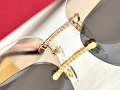 PANTHÈRE RIMLESS RECTANGULAR FRAME SUNGLASSES CT0687S IN METAL