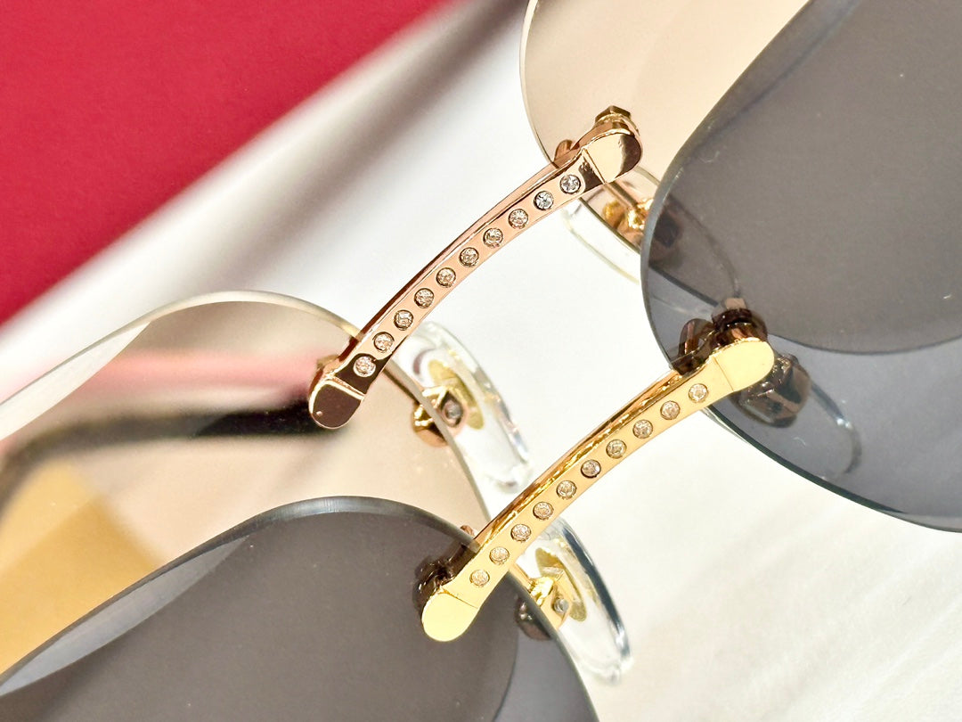 PANTHÈRE RIMLESS RECTANGULAR FRAME SUNGLASSES CT0687S IN METAL