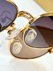 FIRST CRYSTAL CHUNKY OVAL FRAME SUNGLASSES 7078 IN METAL