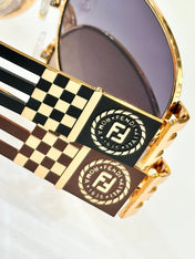 FIRST CRYSTAL CHUNKY OVAL FRAME SUNGLASSES 7078 IN METAL