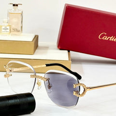 CRYSTAL STUDDED RIMLESS SQUARE FRAME SUNGLASSES CT0603S IN METAL PHOTOCHROMIC LENSES