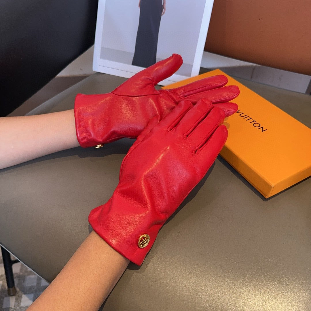 LV GLOVES IN CHERRY RED LAMBSKIN 463909
