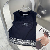 TANK TOP 612061 IN NAVY BLUE COTTON RIBBED