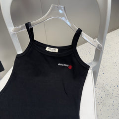 CAMISOLE 613779 IN BLACK COTTON RIBBED