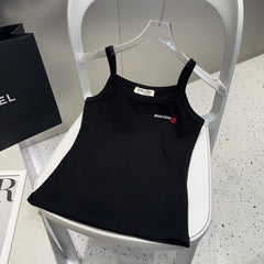 CAMISOLE 613779 IN BLACK COTTON RIBBED