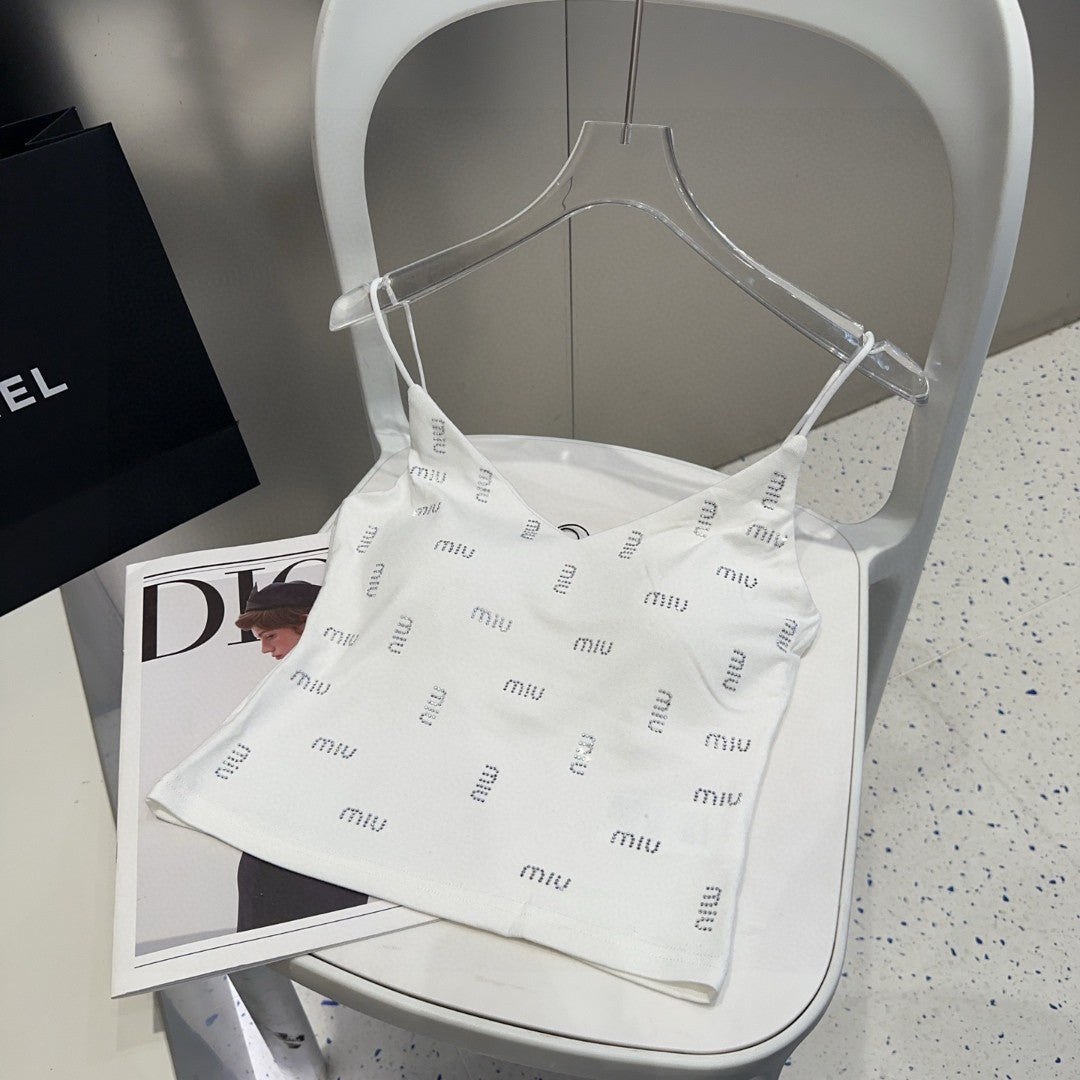 CAMI TOP 640628 IN WHITE COTTON RIBBED KNIT