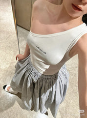 ONE SHOULDER TOP 633200 IN WHITE COTTON