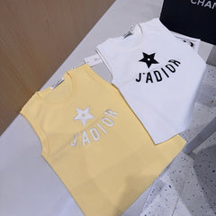 TANK TOP 622149 IN WHITE COTTON RIBBED STAR AND LOGO