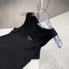 CAMISOLE 624506 IN BLACK COTTON RIBBED