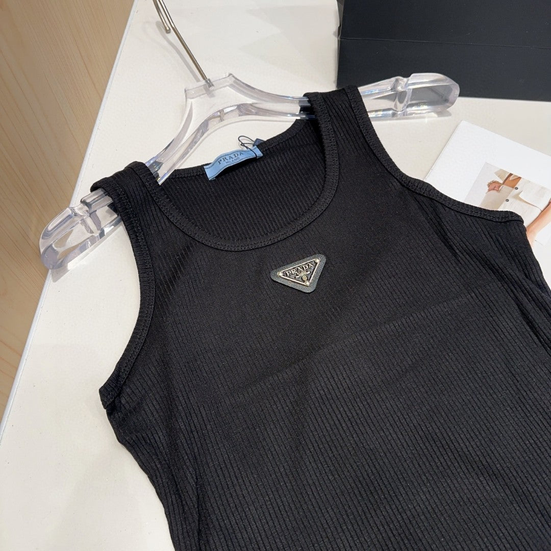 CAMISOLE 624506 IN BLACK COTTON RIBBED