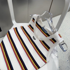 STRIPED TANK TOP 627700 IN WHITE MIX MULTICOLR COTTON RIBBED