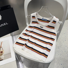 STRIPED TANK TOP 627700 IN WHITE MIX MULTICOLR COTTON RIBBED