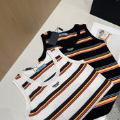 STRIPED TANK TOP 627700 IN WHITE MIX MULTICOLR COTTON RIBBED