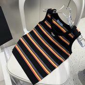 STRIPED TANK TOP 627701 IN BLACK MIX MULTICOLR COTTON RIBBED