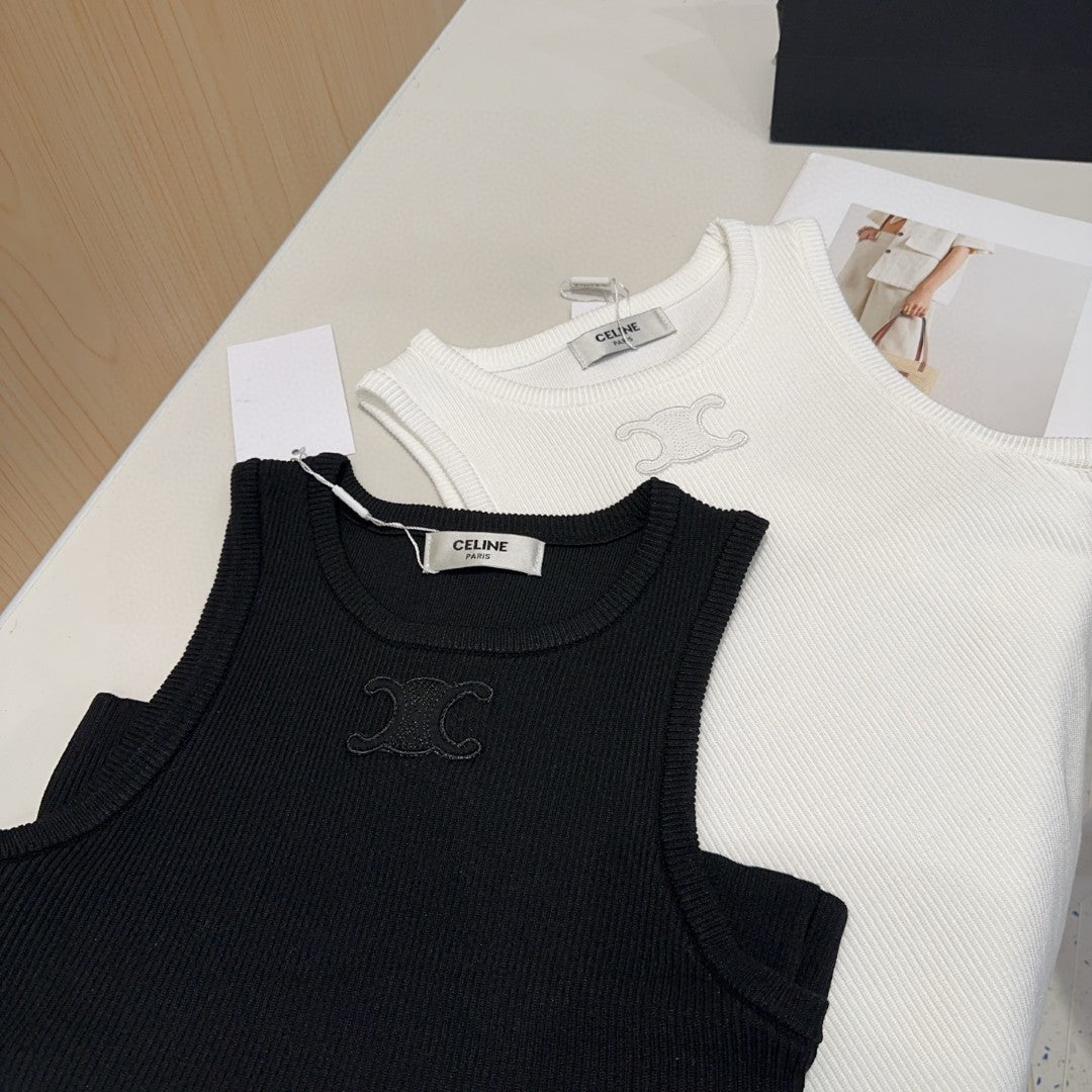 TANK TOP 633206 IN WHITE COTTON RIBBED KNIT EMBOSSED LOGO