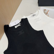 TANK TOP 633206 IN WHITE COTTON RIBBED KNIT EMBOSSED LOGO