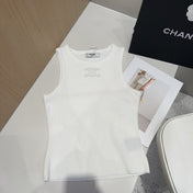 TANK TOP 633206 IN WHITE COTTON RIBBED KNIT EMBOSSED LOGO