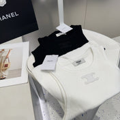 TANK TOP 633207 IN BLACK COTTON RIBBED KNIT EMBOSSED LOGO