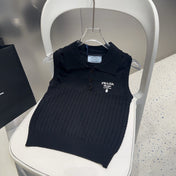 POLO TANK TOP 638006 IN BLACK COTTON RIBBED KNIT