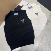 POLO TANK TOP 638006 IN BLACK COTTON RIBBED KNIT