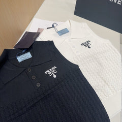 POLO TANK TOP 638006 IN BLACK COTTON RIBBED KNIT