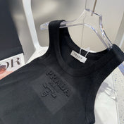 SLEEVELESS TOP 640631 IN BLACK COTTON EMBOSSED LOGO