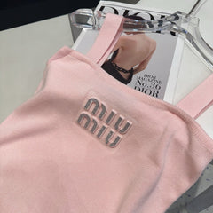 CAMI TOP 643227 IN PINK COTTON RIBBED KNIT