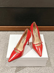 HIGH HEEL 10 CM IN CHERRY RED CROCODILE LEATHER