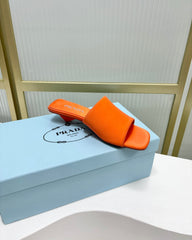 PRA TRIANGLE HEEL SATIN SLIPPERS BRIGHT ORANGE