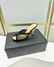 HIGH HEEL PEEP TOE IN BLACK BREATHABLE MESH