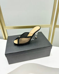 HIGH HEEL PEEP TOE IN BLACK BREATHABLE MESH