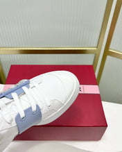VIV' SKATE SNEAKERS IN WHITE CALFSKIN LIGHT BLUE GLITTER STRAP AND CRYSTAL BUCKLE