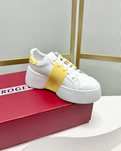 VIV' SKATE SNEAKERS IN WHITE CALFSKIN YELLOW GLITTER STRAP AND CRYSTAL BUCKLE