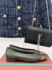 LP REBECCA BALLET FLATS CHARCOAL WAXED LEATHER