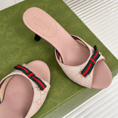 GG Vintage High Heel Slippers Pink Blush