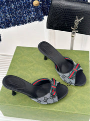 GG Vintage High Heel Slippers Black