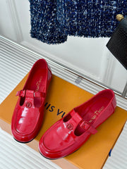 LV WOMEN SOHO FLAT MARY JANE IN CHERRY RED CALFSKIN