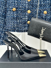 SL JEANNE SLINGBACK PUMPS BLACK CALFSKIN