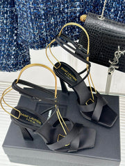 SL CORINNE SANDALS BLACK SATIN CREPE