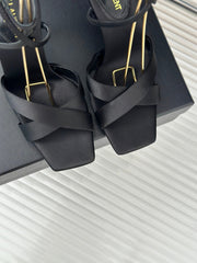 SL CORINNE SANDALS BLACK SATIN CREPE