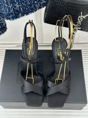 SL CORINNE SANDALS BLACK SATIN CREPE