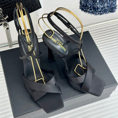 SL CORINNE SANDALS BLACK SATIN CREPE