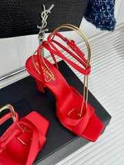 SL CORINNE SANDALS ROSE SATIN CREPE