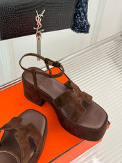 HM 25S JAM 30 HIGH-HEEL SANDAL IN DARK BROWN SUEDE