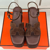 HM 25S JAM 30 HIGH-HEEL SANDAL IN DARK BROWN SUEDE