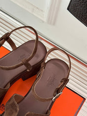 HM 25S JAM 30 HIGH-HEEL SANDAL IN DARK BROWN SUEDE